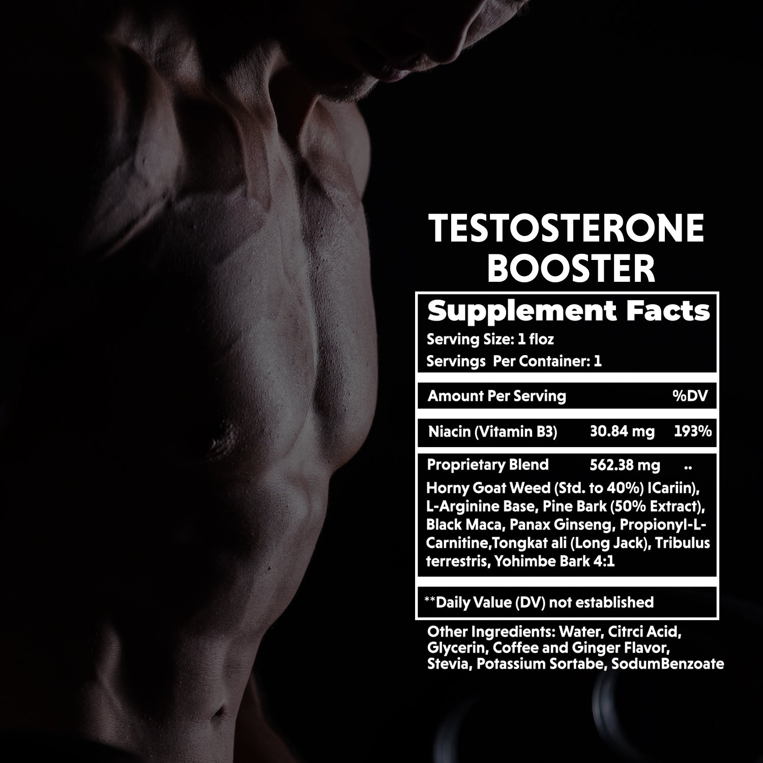 T600 Male Testosterone Booster, Natural Energy and Strength Booster, 1 fl oz. Liquid Shot - Coffee Flavor