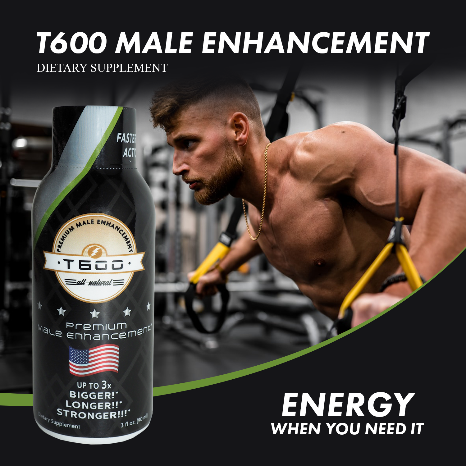 T600 Premium Male Enhancement, Natural Muscle and Energy Booster, 3 fl oz. Liquid Shot - Coffee Flavor