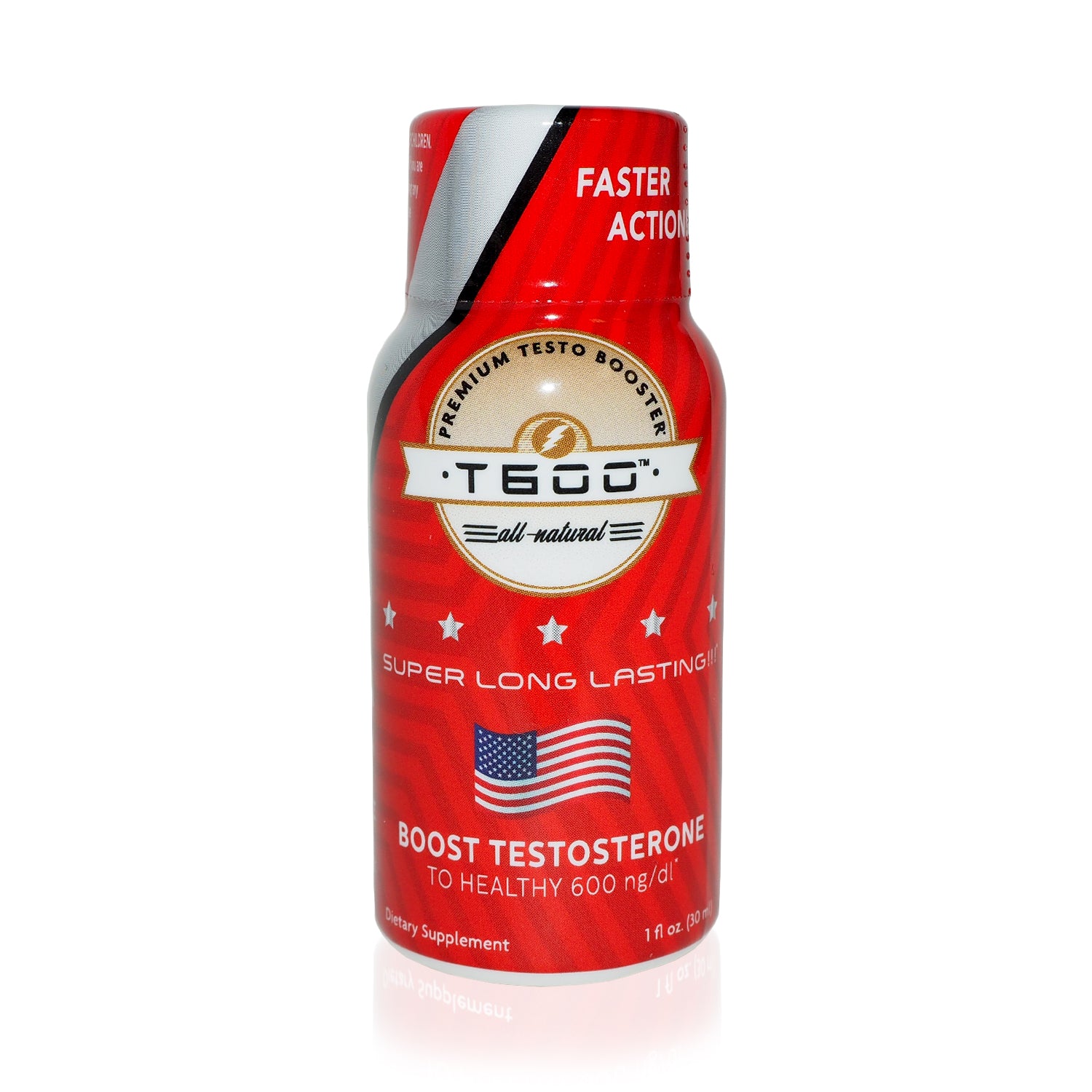 T600 Male Testosterone Booster, Natural Energy and Strength Booster, 1 fl oz. Liquid Shot - Coffee Flavor
